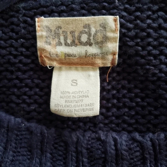 Mudd Cropped Sweater Long Sleeves Navy Blue Warm S - Picture 3 of 8